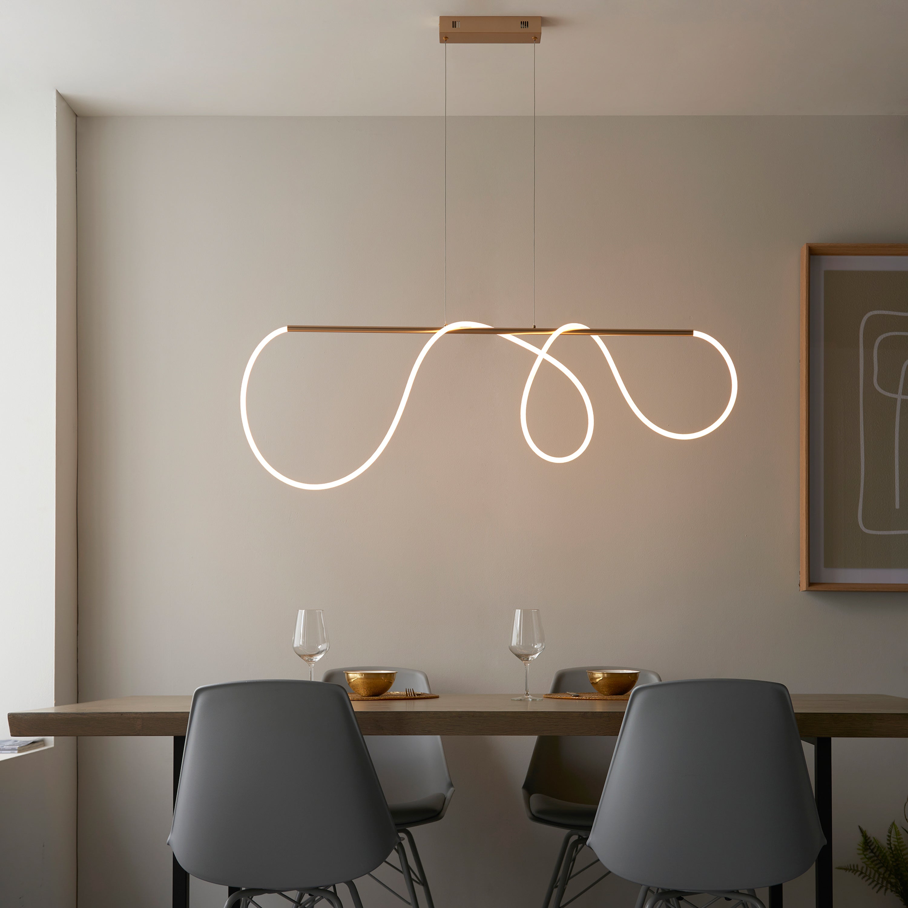Apollo Curly Bar Gold Pendant Light
